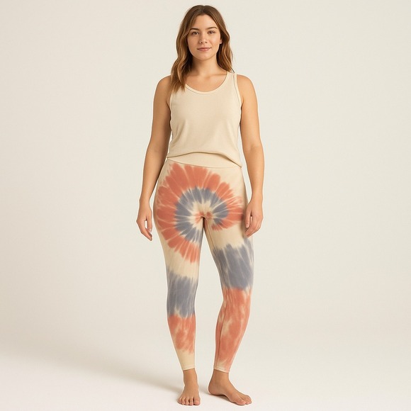 Spiritual Gangster M/L Love Sculpt Leggings Seascape Spiral Tie Dye Hi Rise Yoga - Picture 1 of 7